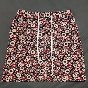 Christopher & Banks Red and White Funky Floral Mini Skirt